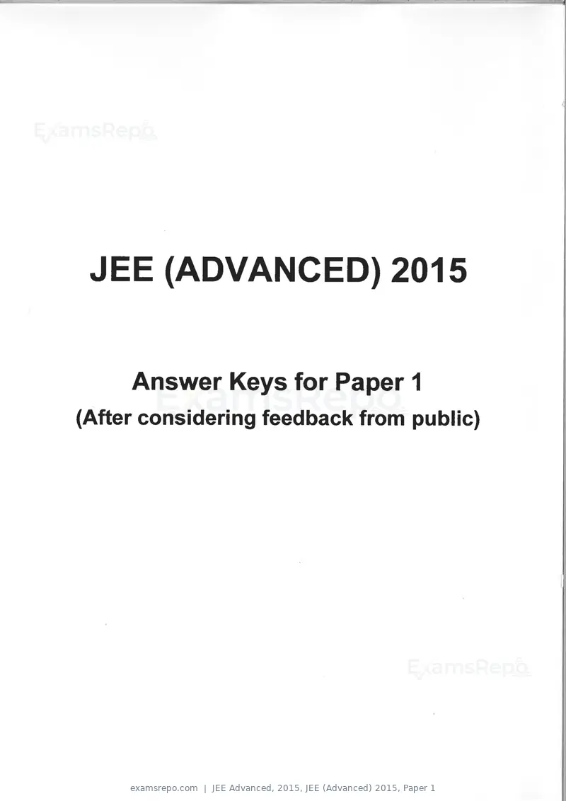 JEE Advanced 2015 question paper, JEE (Advanced) 2015, Paper 1, page 1 of 29