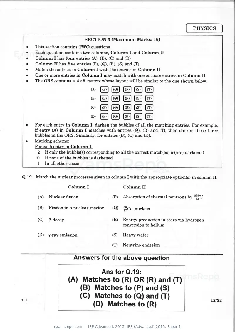 JEE Advanced 2015 question paper, JEE (Advanced) 2015, Paper 1, page 11 of 29