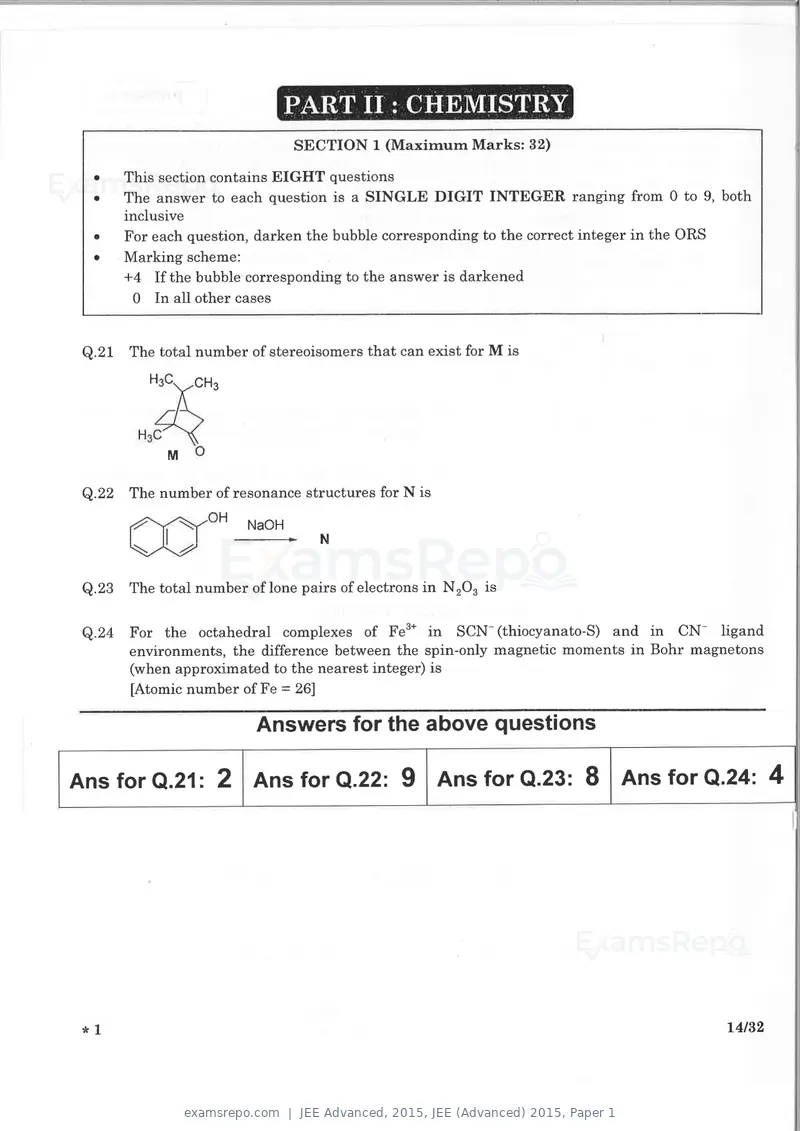 JEE Advanced 2015 question paper, JEE (Advanced) 2015, Paper 1, page 13 of 29