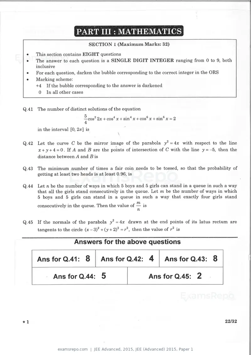 JEE Advanced 2015 question paper, JEE (Advanced) 2015, Paper 1, page 21 of 29