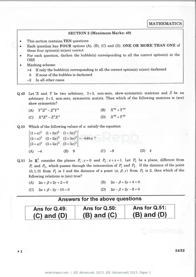 JEE Advanced 2015 question paper, JEE (Advanced) 2015, Paper 1, page 23 of 29