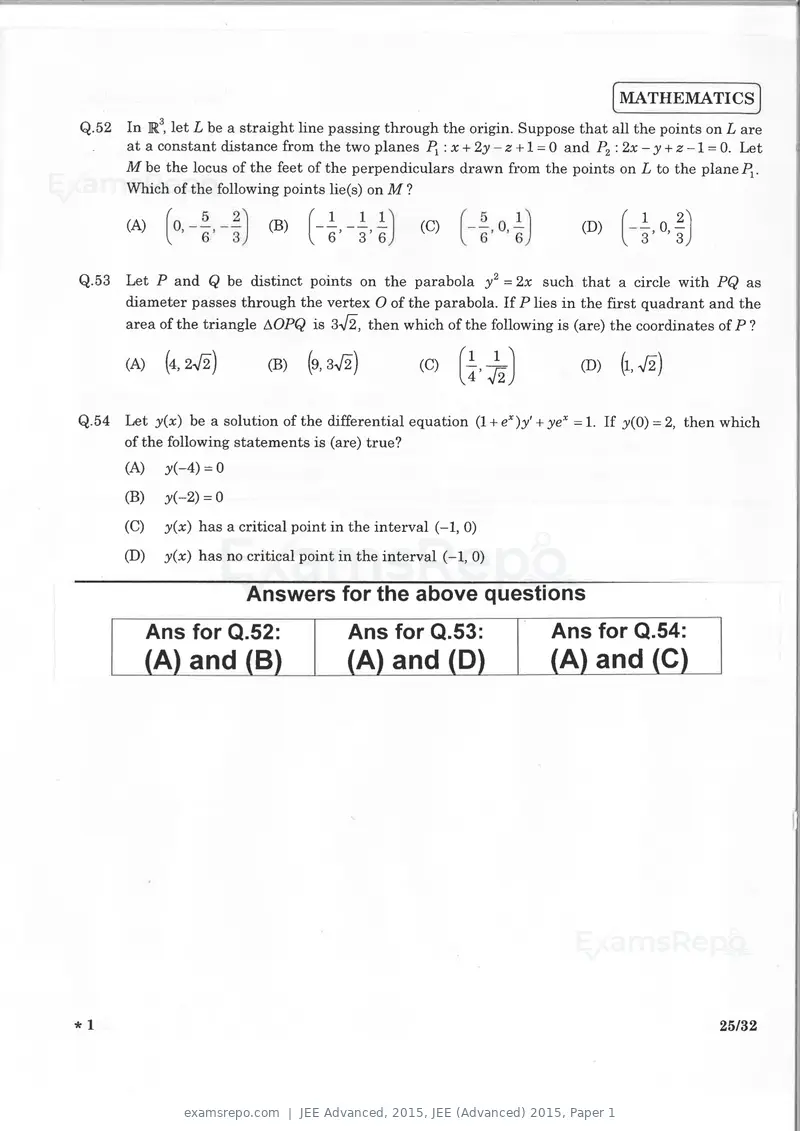 JEE Advanced 2015 question paper, JEE (Advanced) 2015, Paper 1, page 24 of 29