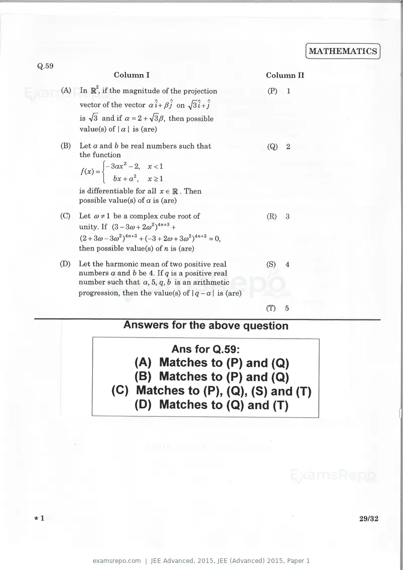 JEE Advanced 2015 question paper, JEE (Advanced) 2015, Paper 1, page 28 of 29