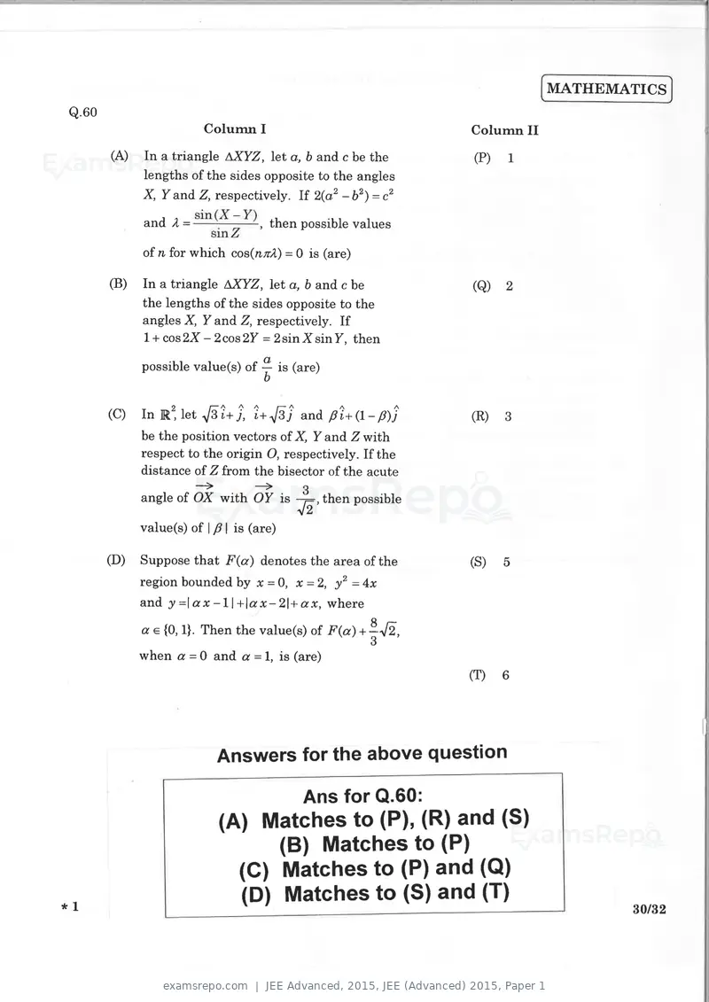 JEE Advanced 2015 question paper, JEE (Advanced) 2015, Paper 1, page 29 of 29