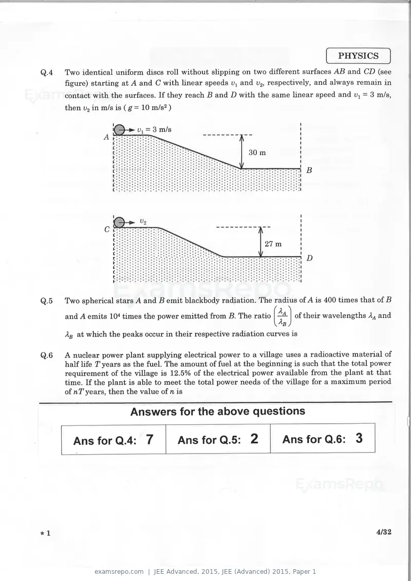 JEE Advanced 2015 question paper, JEE (Advanced) 2015, Paper 1, page 3 of 29