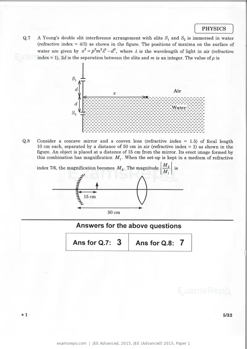 JEE Advanced 2015 question paper, JEE (Advanced) 2015, Paper 1, page 4 of 29