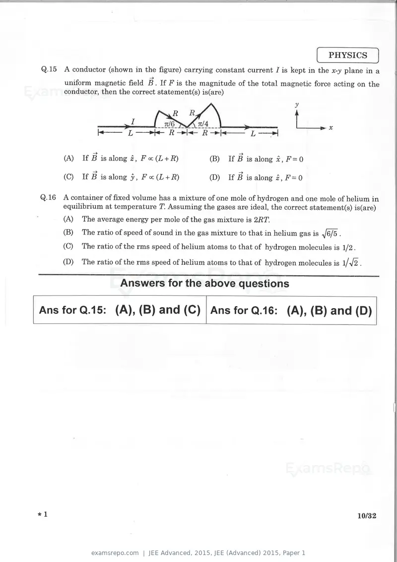 JEE Advanced 2015 question paper, JEE (Advanced) 2015, Paper 1, page 9 of 29