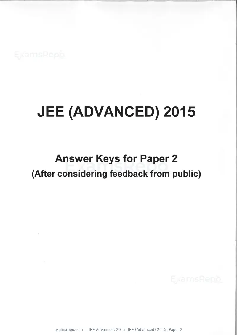 JEE Advanced 2015 question paper, JEE (Advanced) 2015, Paper 2, page 1 of 29