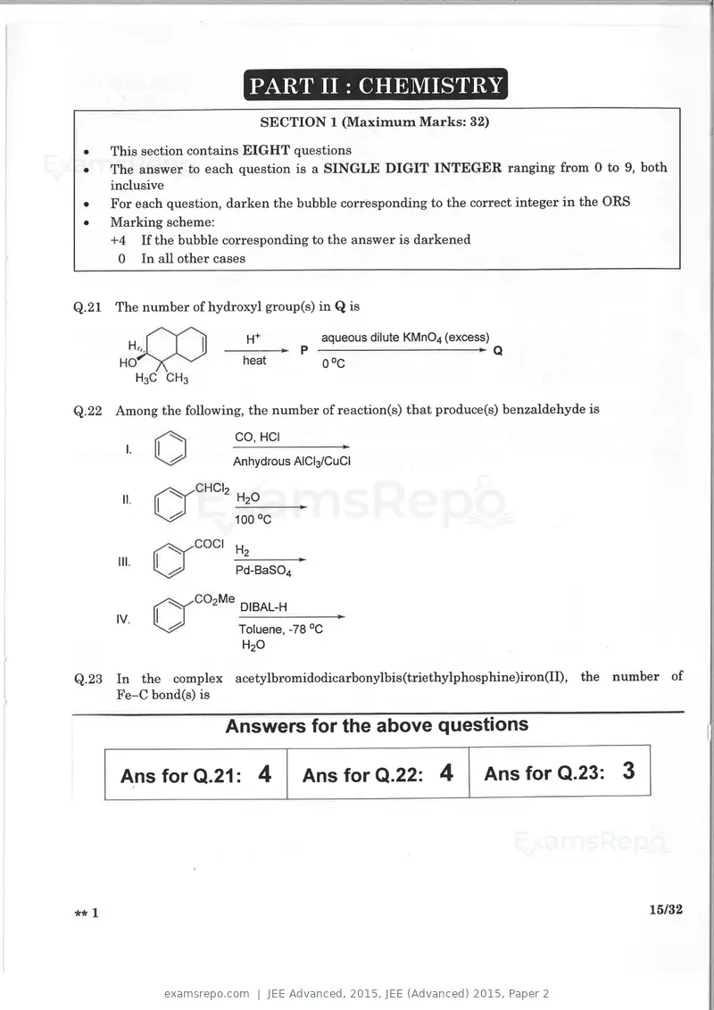 JEE Advanced 2015 question paper, JEE (Advanced) 2015, Paper 2, page 14 of 29