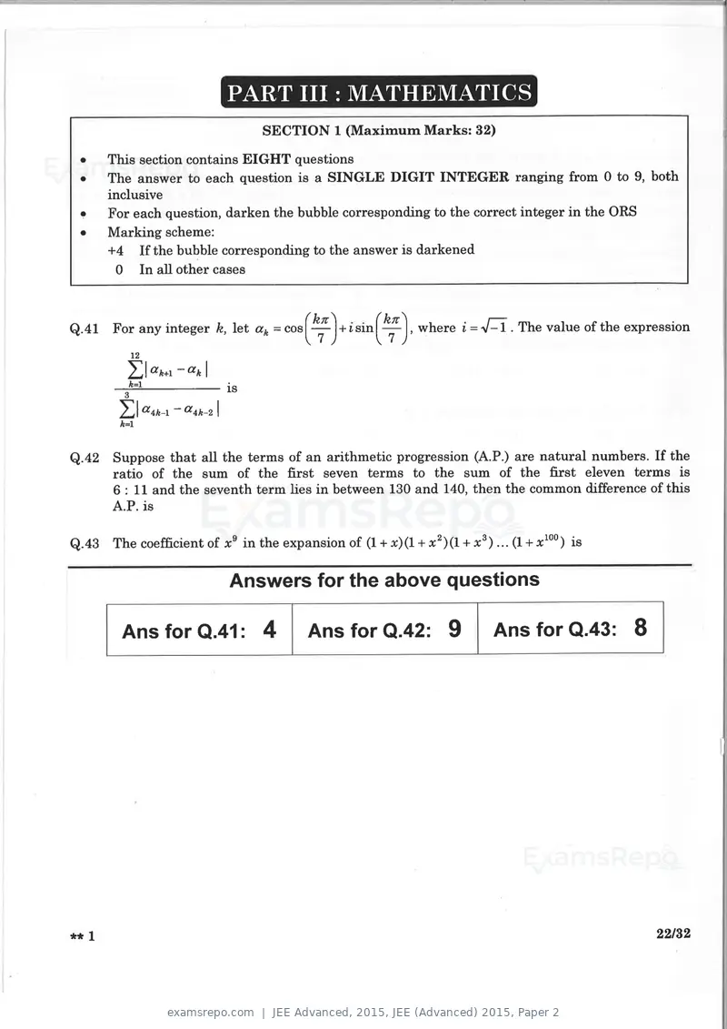JEE Advanced 2015 question paper, JEE (Advanced) 2015, Paper 2, page 21 of 29