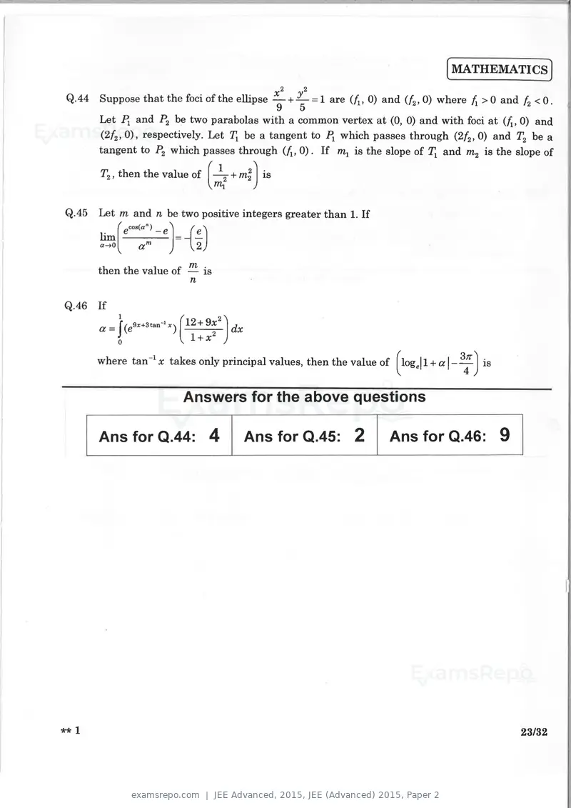 JEE Advanced 2015 question paper, JEE (Advanced) 2015, Paper 2, page 22 of 29