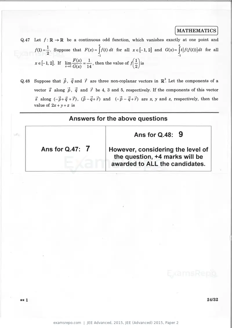 JEE Advanced 2015 question paper, JEE (Advanced) 2015, Paper 2, page 23 of 29