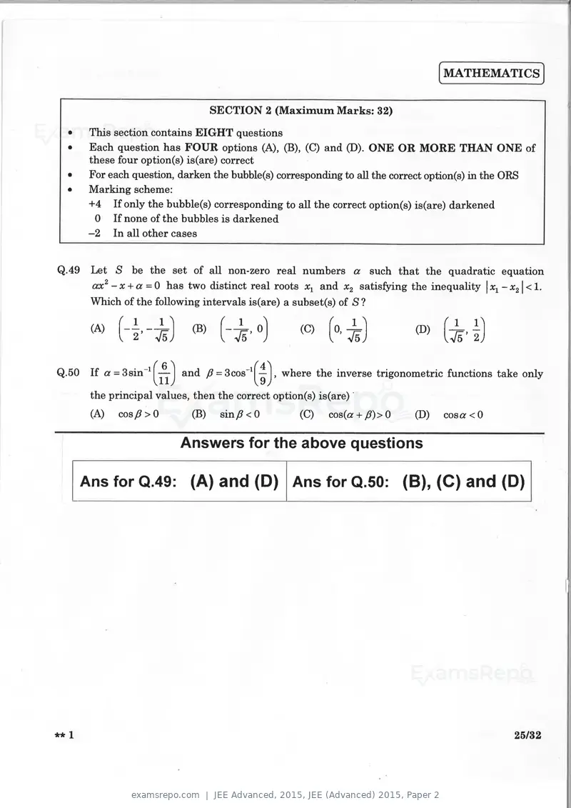 JEE Advanced 2015 question paper, JEE (Advanced) 2015, Paper 2, page 24 of 29