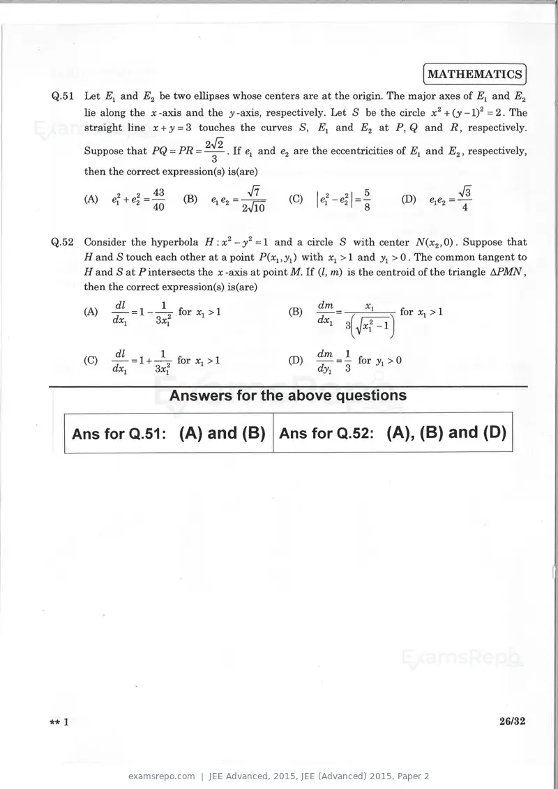 JEE Advanced 2015 question paper, JEE (Advanced) 2015, Paper 2, page 25 of 29