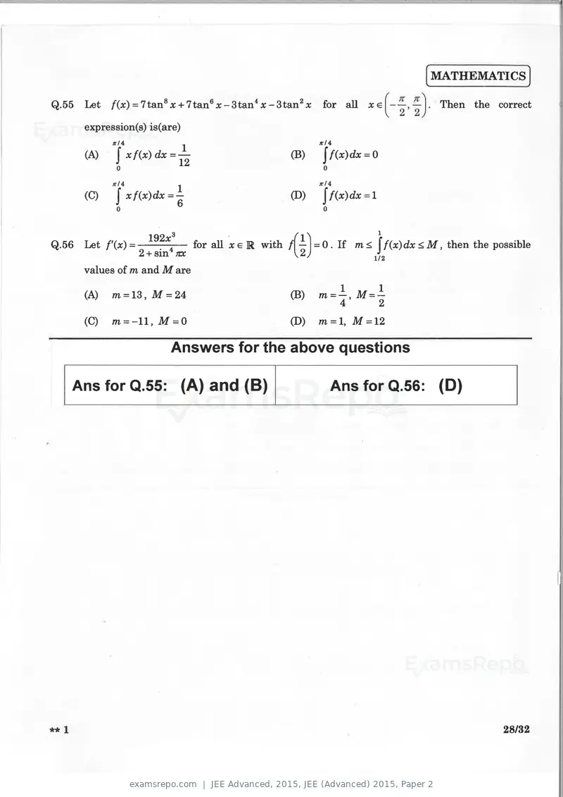 JEE Advanced 2015 question paper, JEE (Advanced) 2015, Paper 2, page 27 of 29