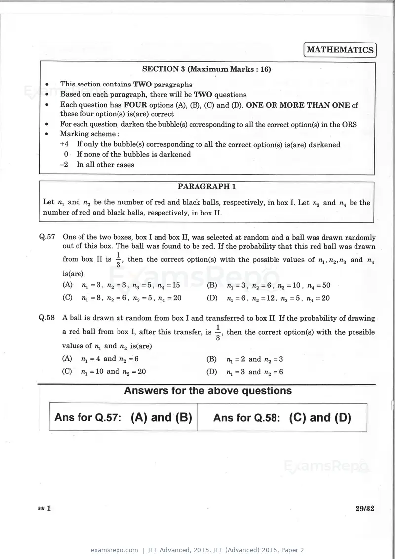 JEE Advanced 2015 question paper, JEE (Advanced) 2015, Paper 2, page 28 of 29