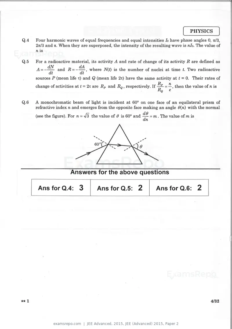 JEE Advanced 2015 question paper, JEE (Advanced) 2015, Paper 2, page 3 of 29