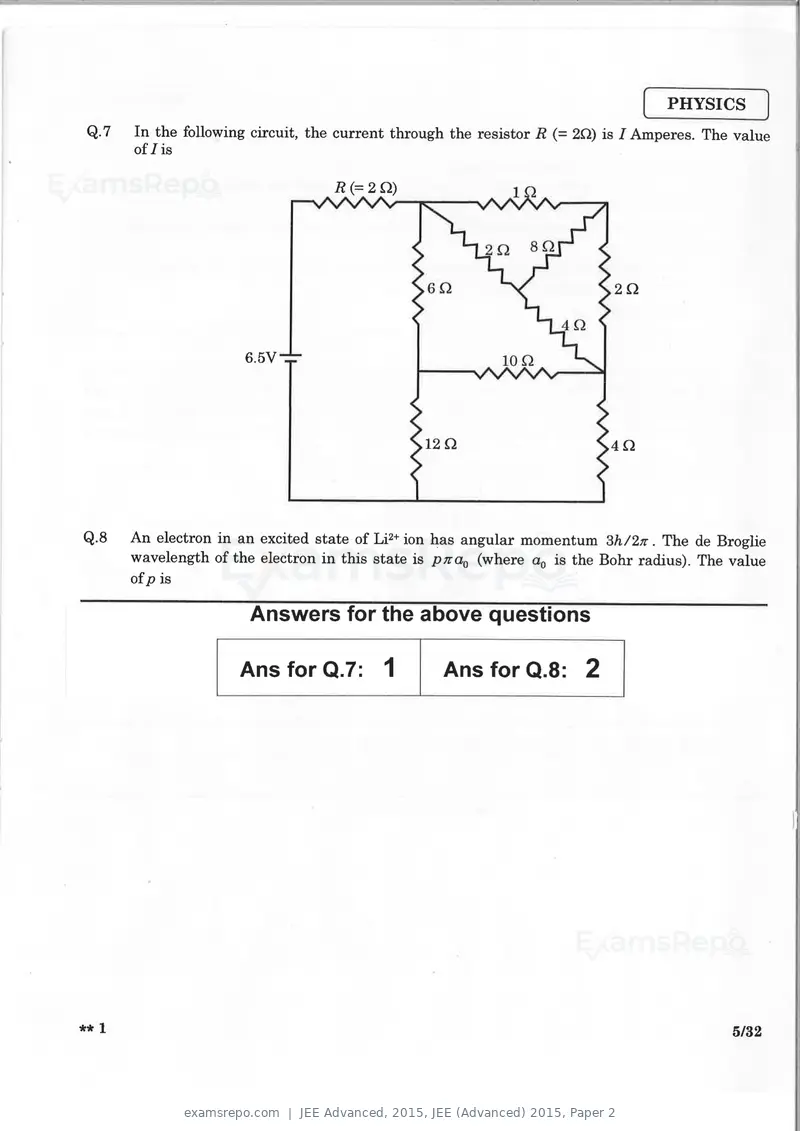JEE Advanced 2015 question paper, JEE (Advanced) 2015, Paper 2, page 4 of 29