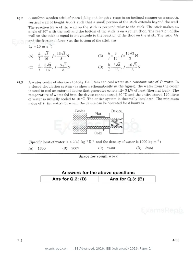 JEE Advanced 2016 question paper, JEE (Advanced) 2016, Paper 1, page 2 of 29