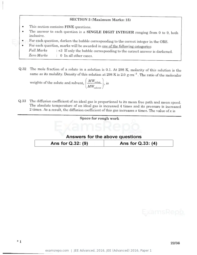 JEE Advanced 2016 question paper, JEE (Advanced) 2016, Paper 1, page 20 of 29