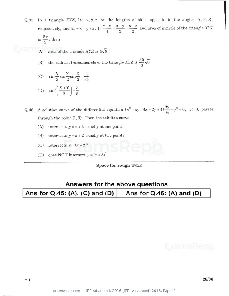 JEE Advanced 2016 question paper, JEE (Advanced) 2016, Paper 1, page 26 of 29