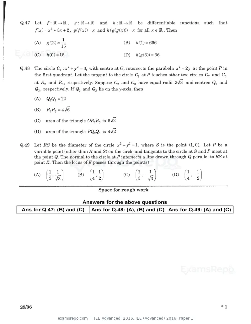JEE Advanced 2016 question paper, JEE (Advanced) 2016, Paper 1, page 27 of 29