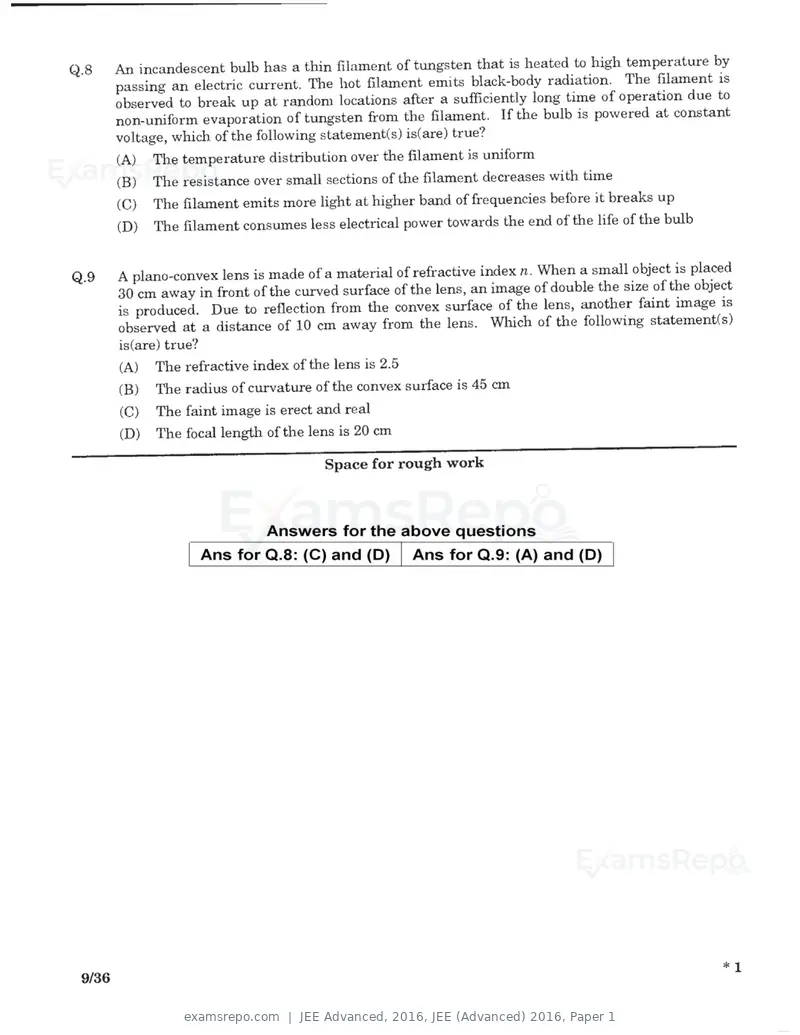 JEE Advanced 2016 question paper, JEE (Advanced) 2016, Paper 1, page 7 of 29