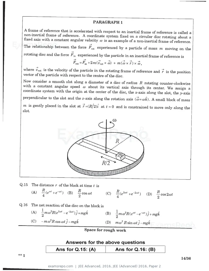 JEE Advanced 2016 question paper, JEE (Advanced) 2016, Paper 2, page 12 of 29