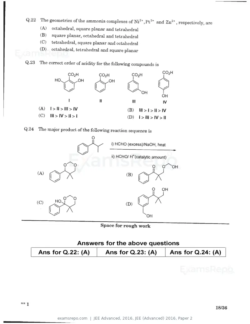 JEE Advanced 2016 question paper, JEE (Advanced) 2016, Paper 2, page 16 of 29