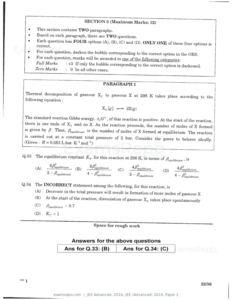 JEE Advanced 2016 question paper, JEE (Advanced) 2016, Paper 2, page 20 of 29