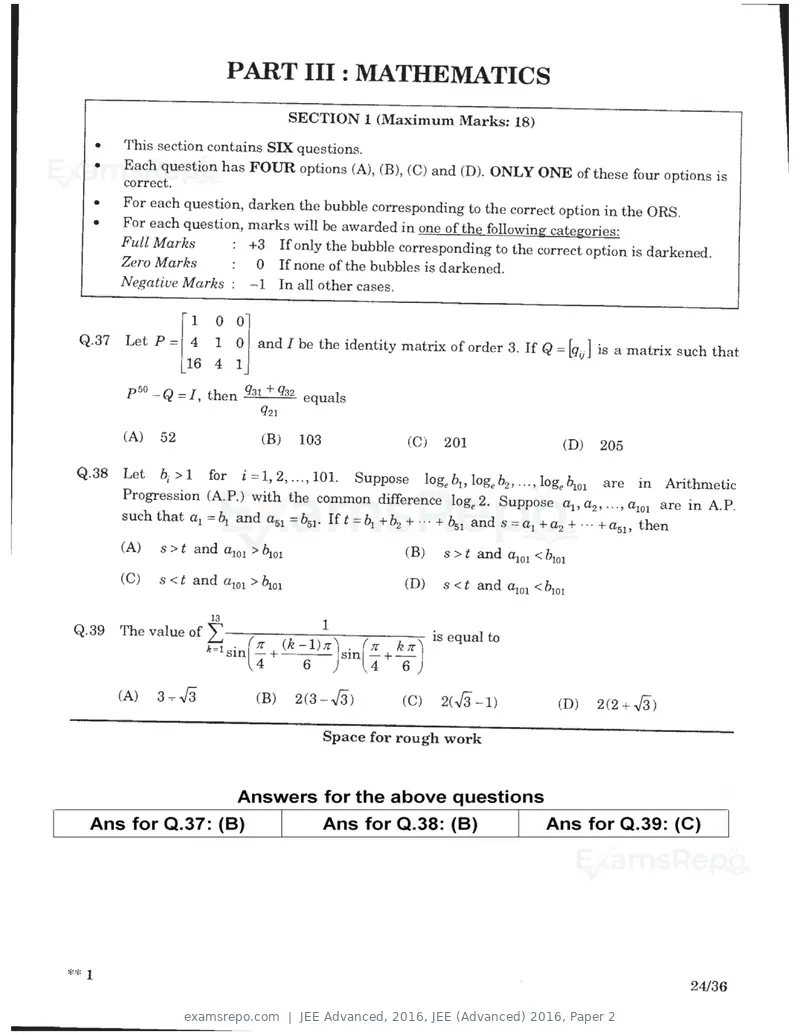 JEE Advanced 2016 question paper, JEE (Advanced) 2016, Paper 2, page 22 of 29