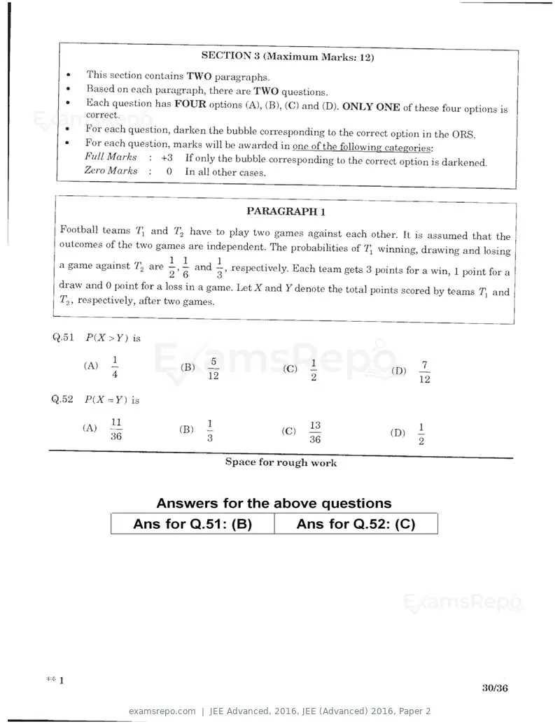 JEE Advanced 2016 question paper, JEE (Advanced) 2016, Paper 2, page 28 of 29