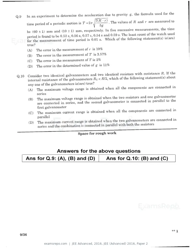 JEE Advanced 2016 question paper, JEE (Advanced) 2016, Paper 2, page 7 of 29