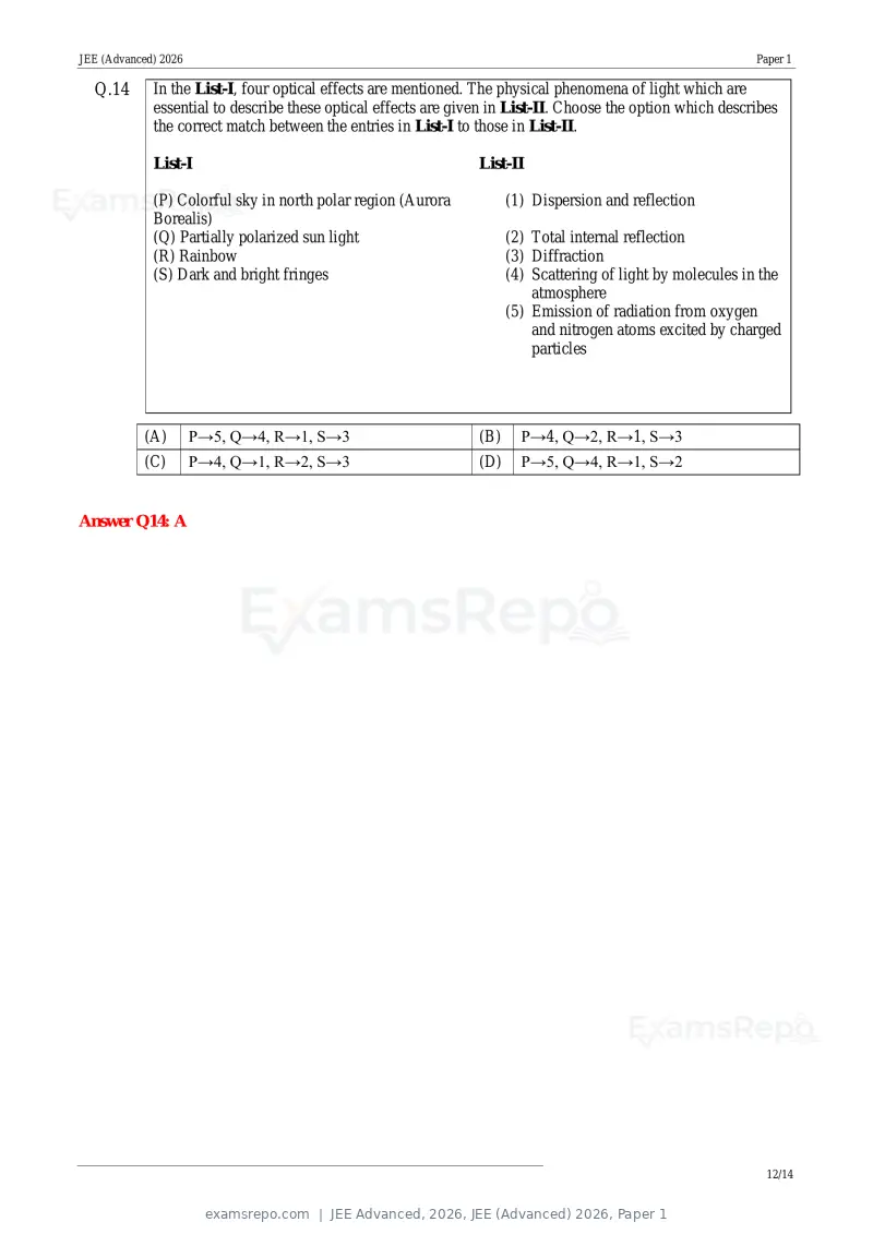 JEE Advanced 2026 answer key, JEE (Advanced) 2026, Paper 1, page 23 of 35