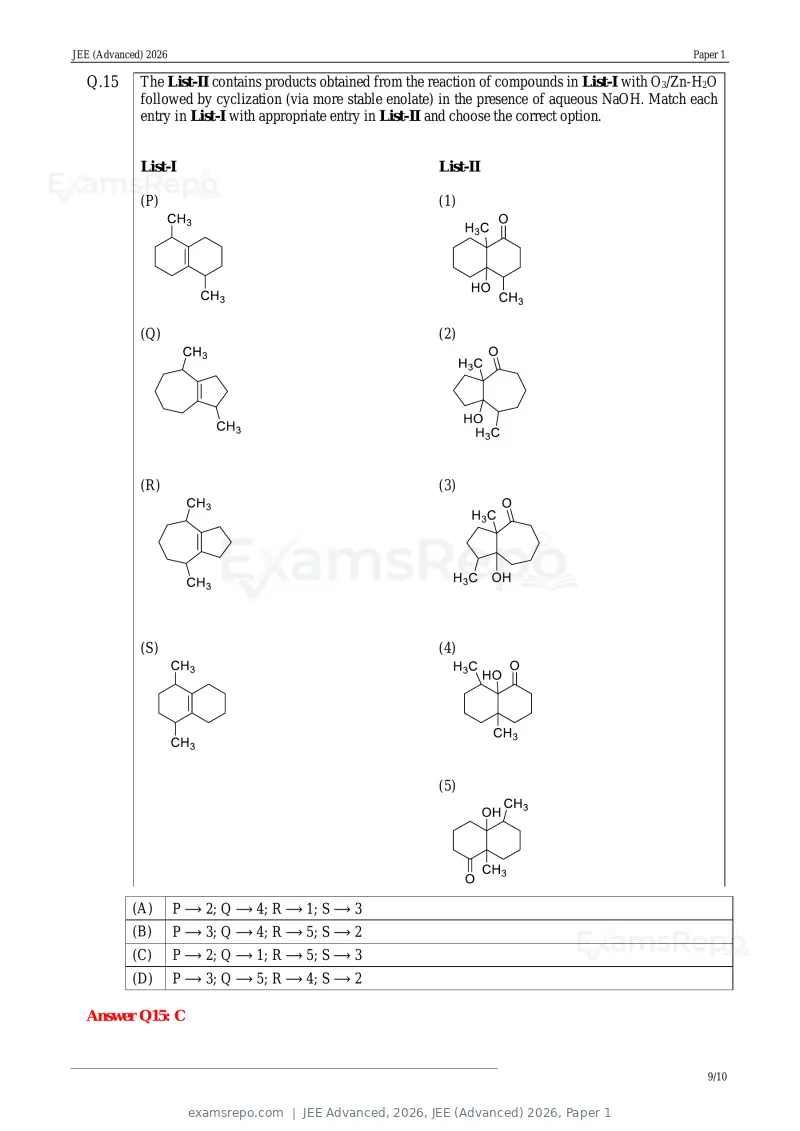 JEE Advanced 2026 answer key, JEE (Advanced) 2026, Paper 1, page 34 of 35