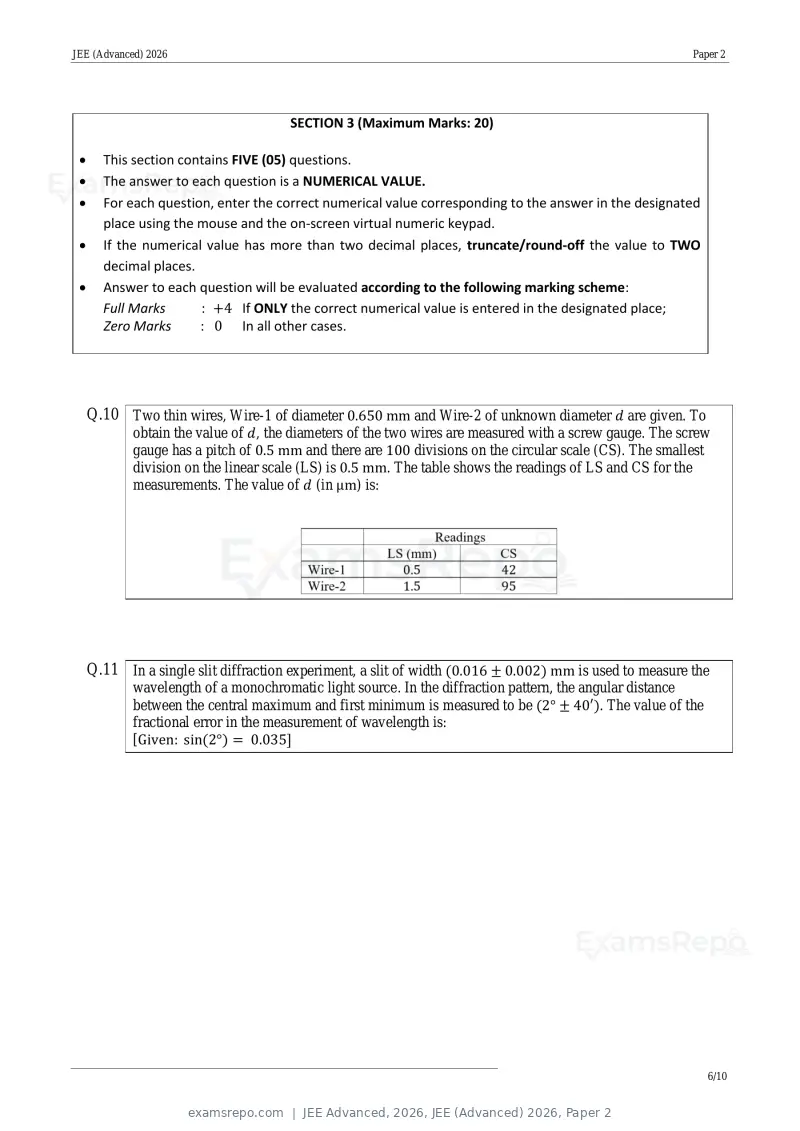 JEE Advanced 2026 question paper, JEE (Advanced) 2026, Paper 2, page 15 of 29