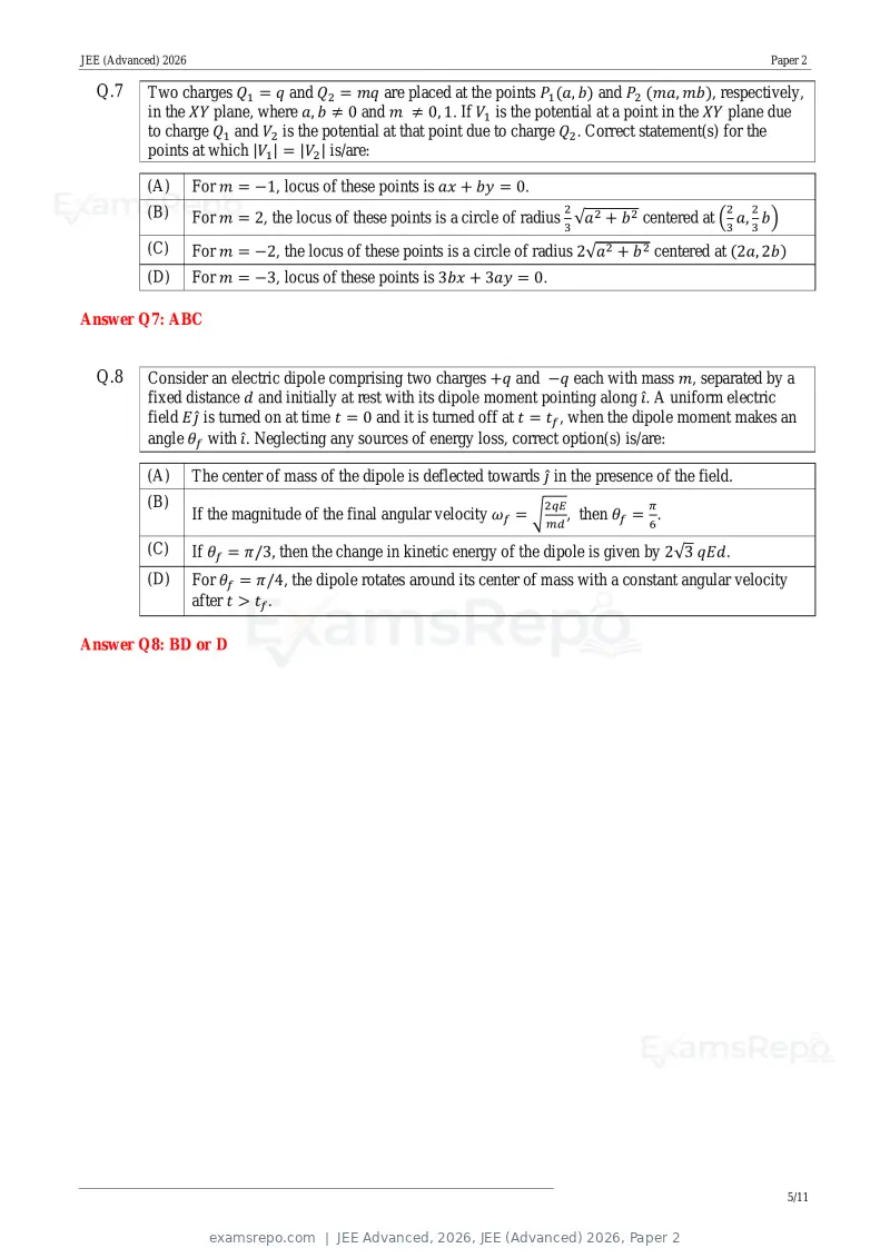 JEE Advanced 2026 answer key, JEE (Advanced) 2026, Paper 2, page 14 of 30