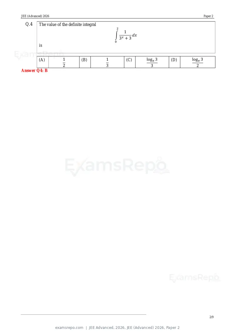 JEE Advanced 2026 answer key, JEE (Advanced) 2026, Paper 2, page 2 of 30
