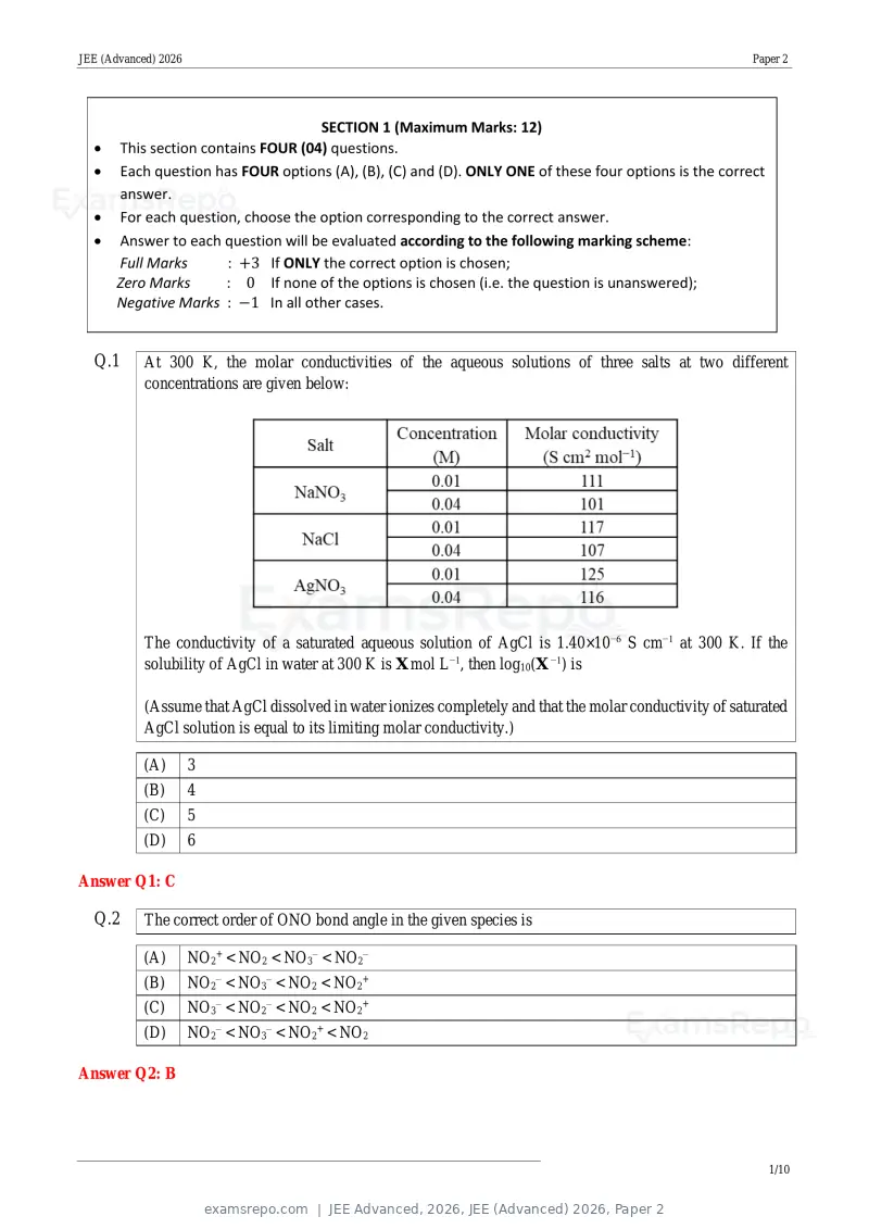 JEE Advanced 2026 answer key, JEE (Advanced) 2026, Paper 2, page 21 of 30