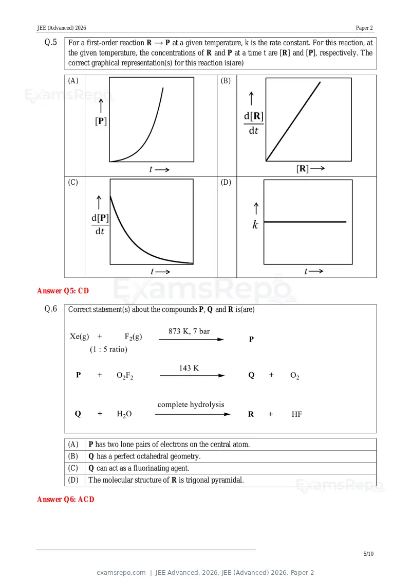 JEE Advanced 2026 answer key, JEE (Advanced) 2026, Paper 2, page 25 of 30