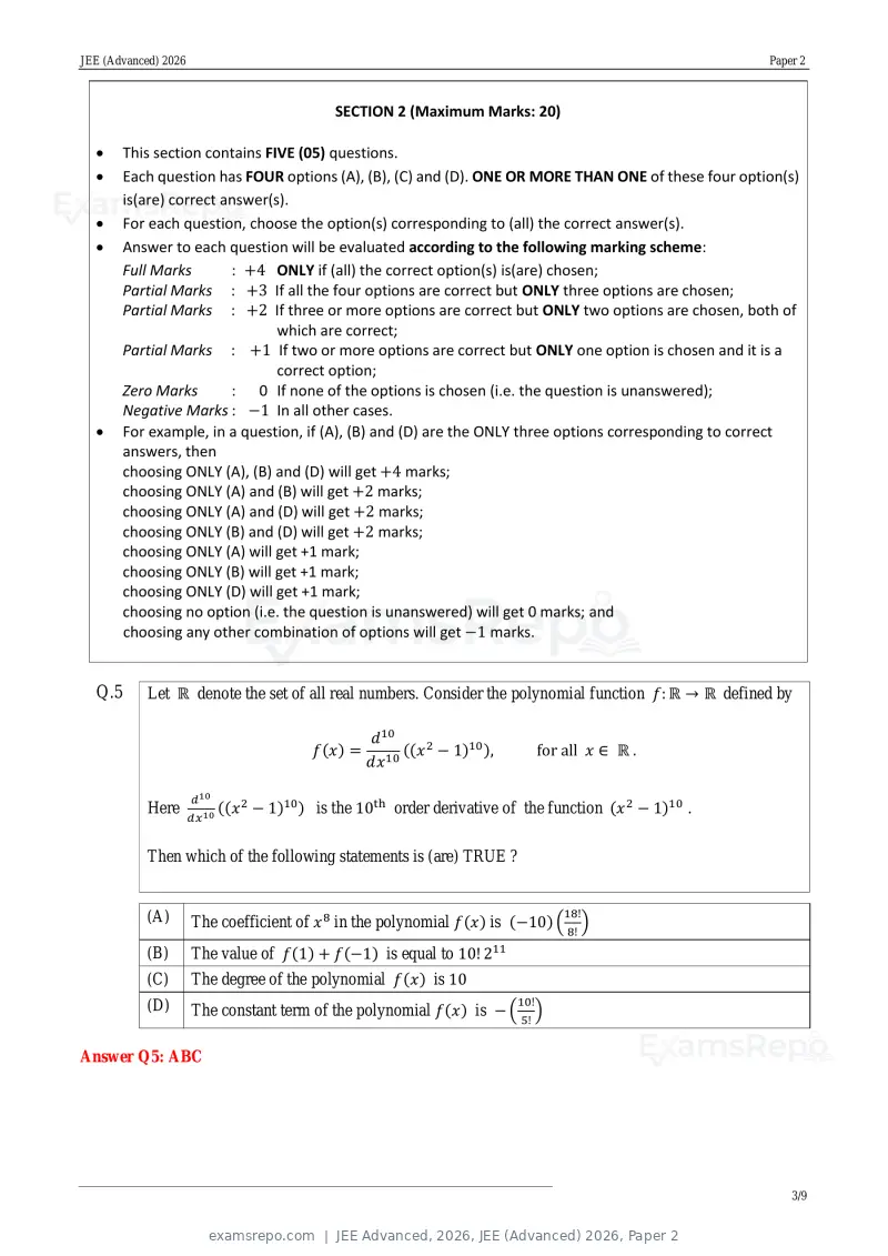 JEE Advanced 2026 answer key, JEE (Advanced) 2026, Paper 2, page 3 of 30