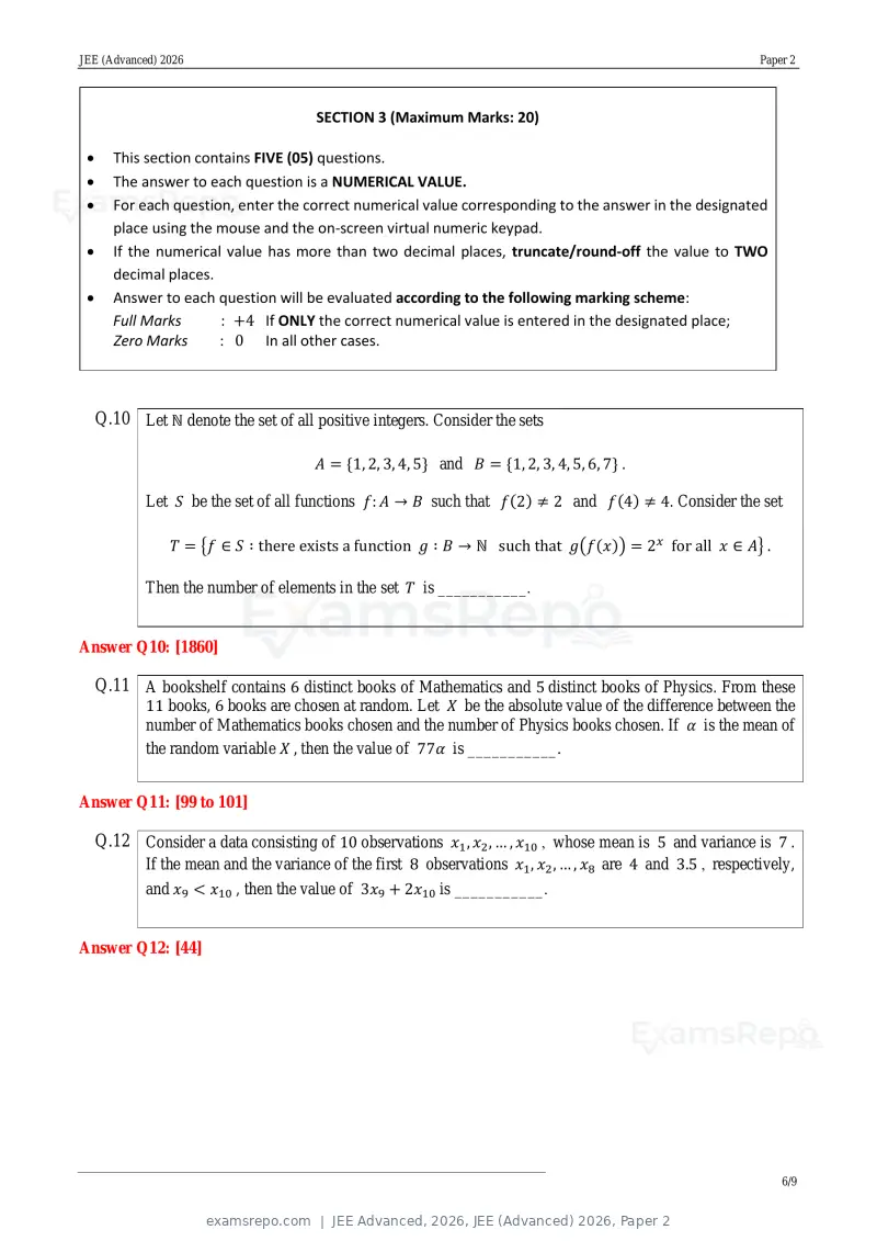 JEE Advanced 2026 answer key, JEE (Advanced) 2026, Paper 2, page 6 of 30