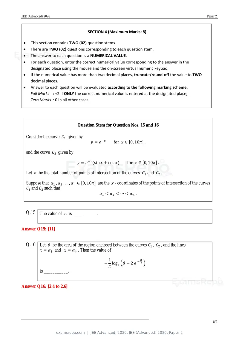 JEE Advanced 2026 answer key, JEE (Advanced) 2026, Paper 2, page 8 of 30