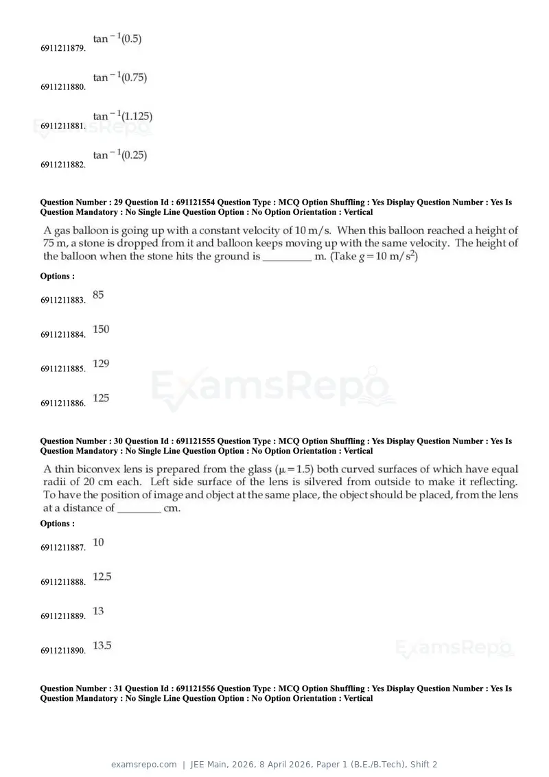 JEE Main 2026 question paper, 8 April 2026, Paper 1 (B.E./B.Tech), Shift 2, page 12 of 31