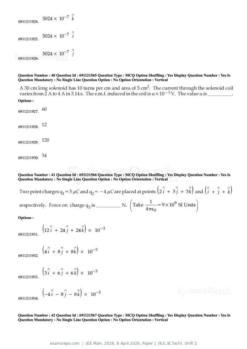 JEE Main 2026 question paper, 8 April 2026, Paper 1 (B.E./B.Tech), Shift 2, page 16 of 31