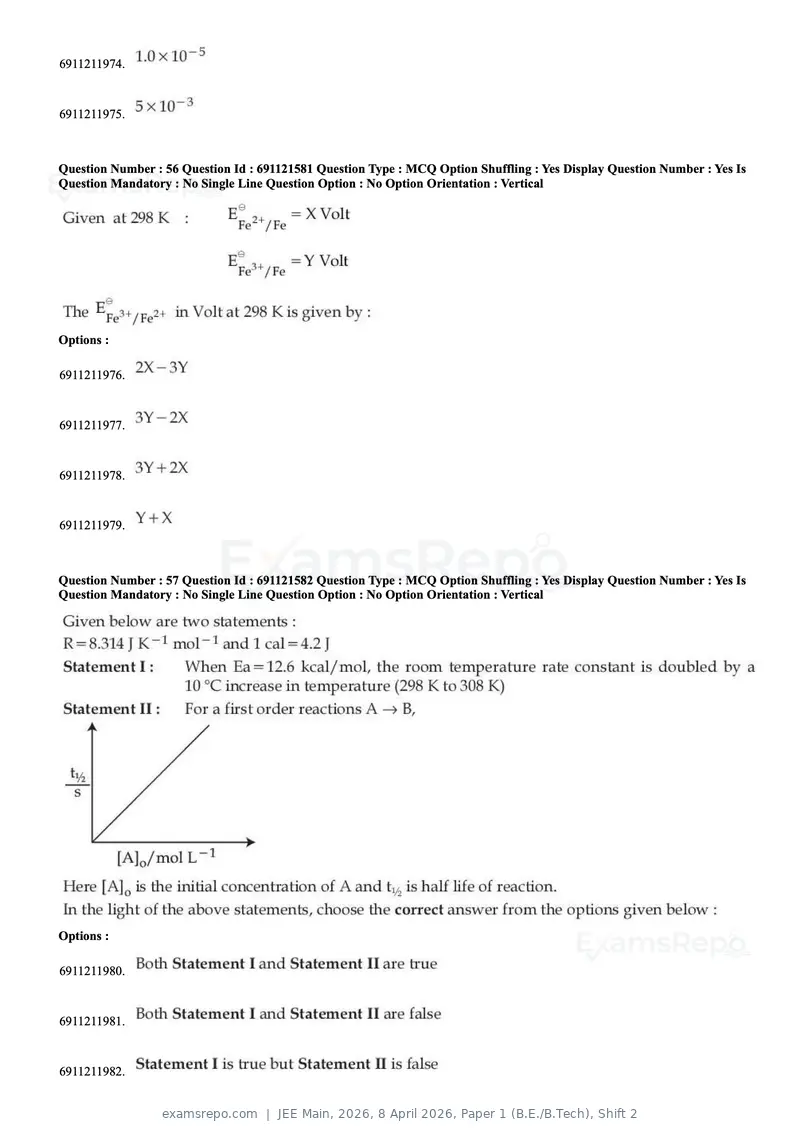 JEE Main 2026 question paper, 8 April 2026, Paper 1 (B.E./B.Tech), Shift 2, page 23 of 31