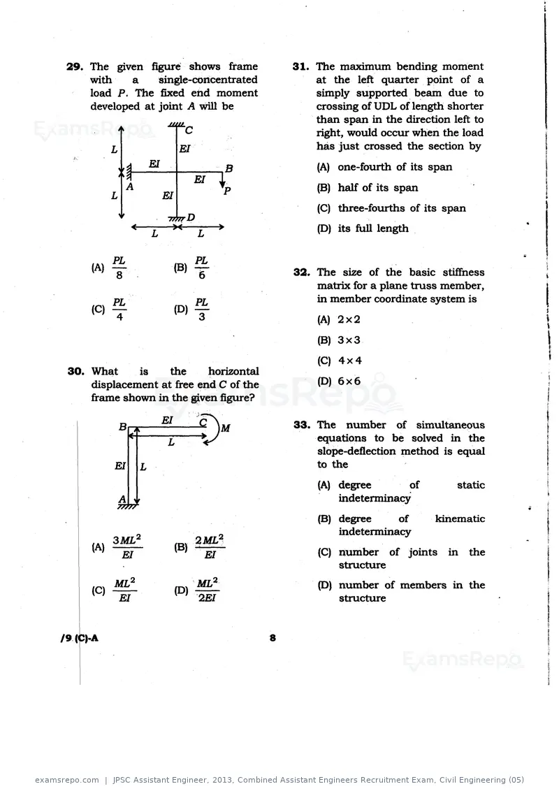 JPSC Assistant Engineer 2013 question paper, Combined Assistant Engineers Recruitment Exam, Civil Engineering (05), page 8 of 16
