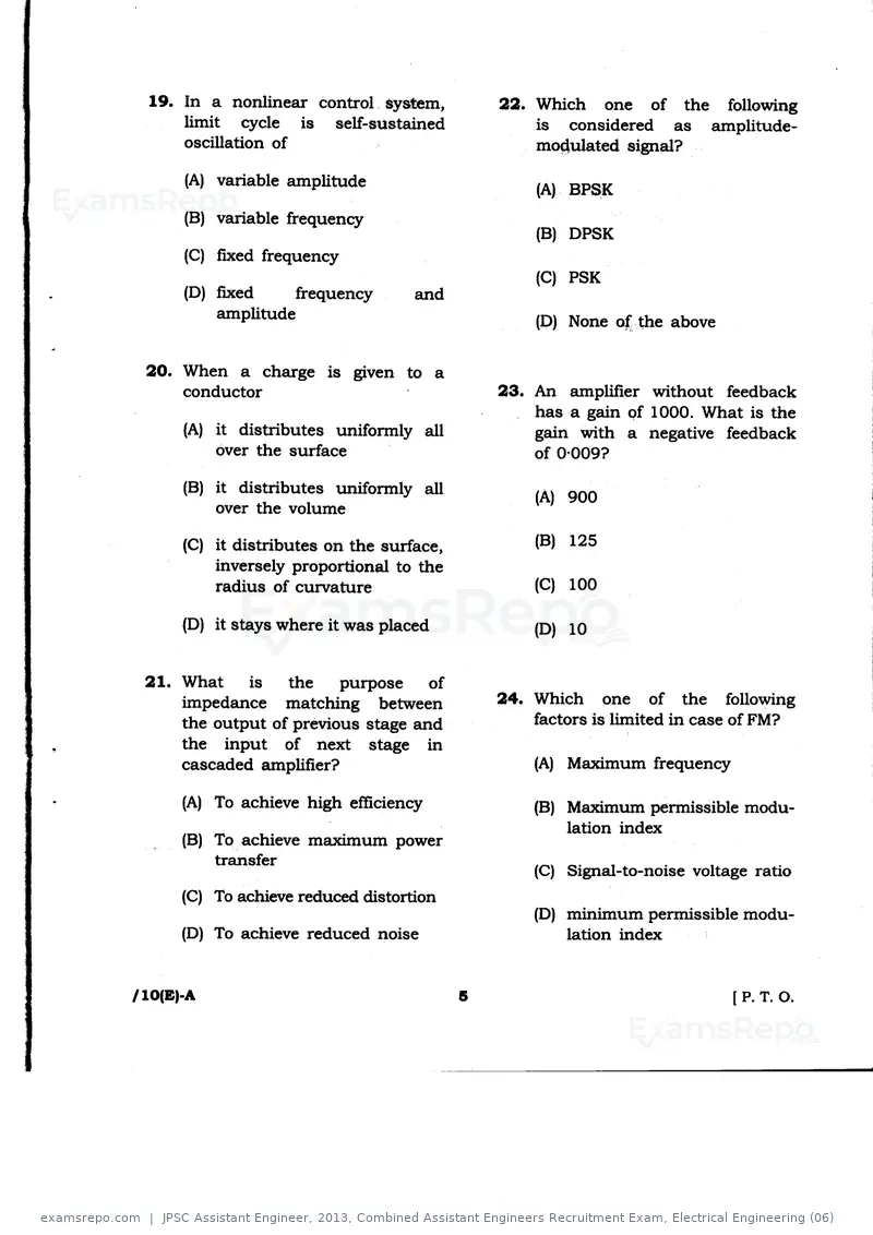 JPSC Assistant Engineer 2013 question paper, Combined Assistant Engineers Recruitment Exam, Electrical Engineering (06), page 5 of 16