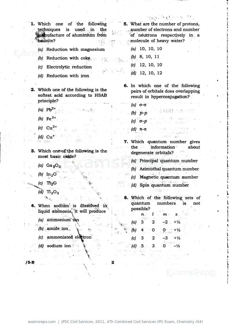 JPSC Civil Services 2011 question paper, 4Th Combined Civil Services (Pt) Exam, Chemistry (04), page 2 of 32