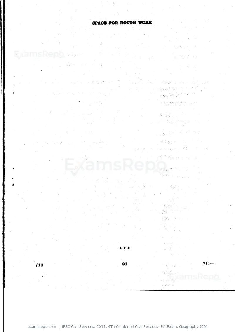 JPSC Civil Services 2011 question paper, 4Th Combined Civil Services (Pt) Exam, Geography (09), page 31 of 32